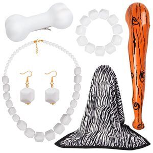 4475 Cavewoman Costume Accessoriess Set White Beads Necklace
